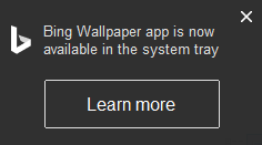 Bing Wallpaper app available in system tray