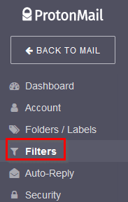 accessing filters settings in protonmail