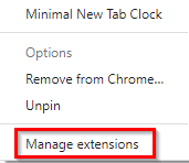 configuring options for Minimal New Tab Clock Chrome add-on 