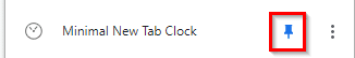 pinning Minimal New Tab Clock add-on next to Chrome address bar