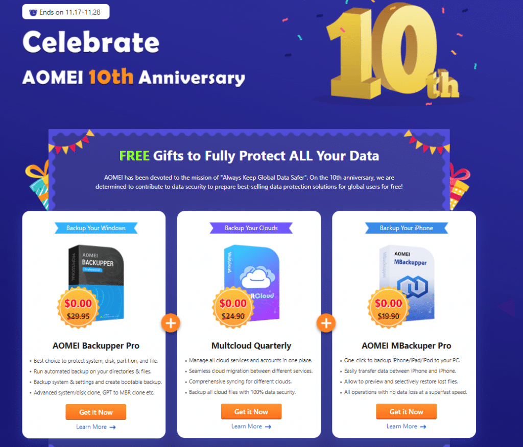 AOMEI 10th anniversary celebration 