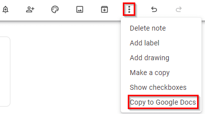 copying Google Keep notes to Google Docs