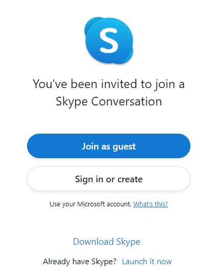 join skype meeting without video