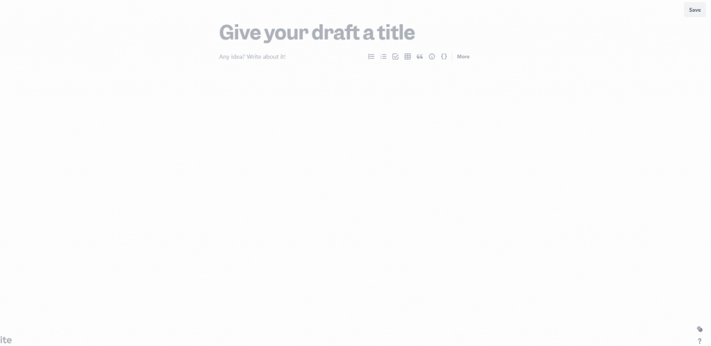 Draft by Slite interface when opening new Chrome tab