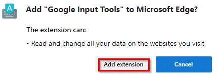 adding Google Input Tools to Microsoft Edge browser