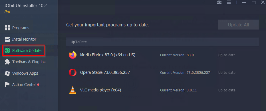 Software Updater in IObit Uninstaller Pro