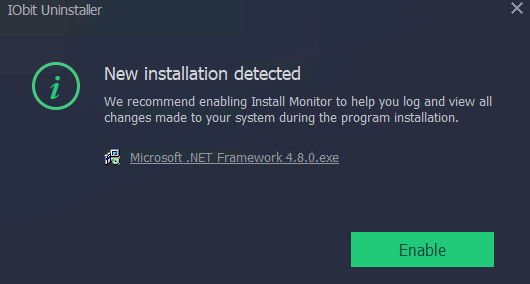 enabling install monitor feature during first run in IObit Uninstaller Pro