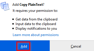 enabling Copy PlainText to run in Private Windows