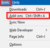 accessing add-ons options in Firefox