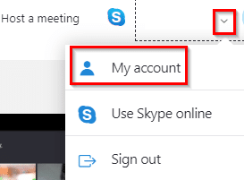 accessing account settings through the Skype web version