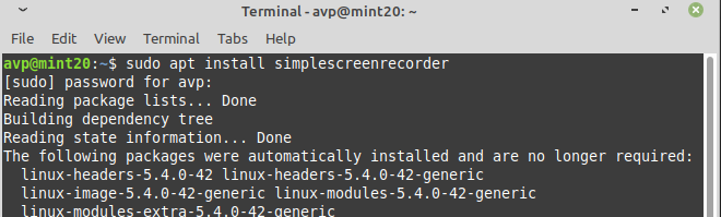 installing SimpleScreenRecorder in Linux Mint