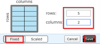 choosing a fixed layout to add rows and columns in Tab Resize-split screen layouts