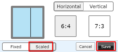using the scaled layout option n Tab Resize-split screen layouts