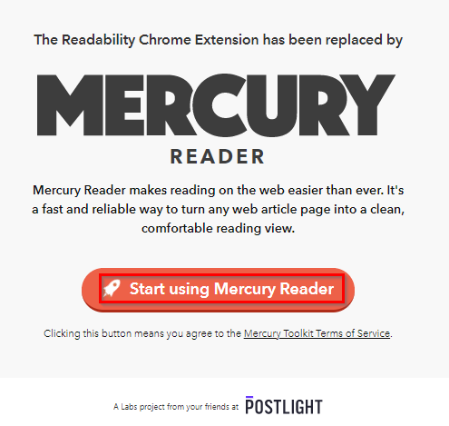 Mercury Reader on the first run