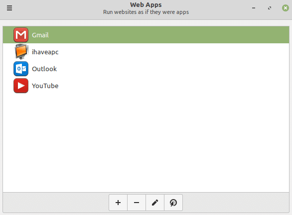 adding different websites as Web Apps in Linux Mint 20.1