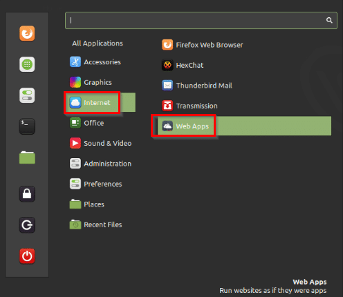 Web Apps in Linux Mint 20.1