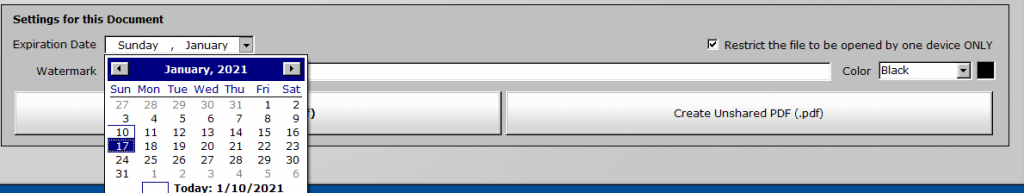 setting expiration date and restricting PDF file to single device using PDF Unshare