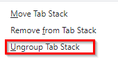ungrouping stacked tabs in Vivaldi