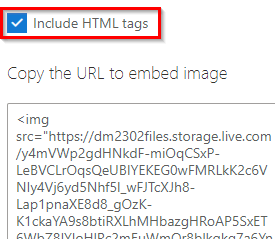 getting a HTML code for embedding photo from OneDrive