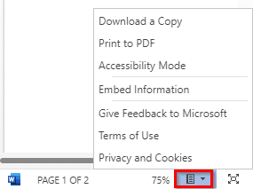 preview and other options when embedding document from OneDrive