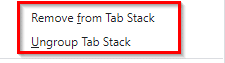 remove existing tabs from the stack or ungroup the stack in vivaldi