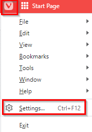 accessing vivaldi settings