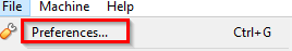 accessing preferences in VirtualBox for Windows