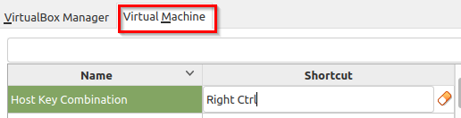 changing default shortcuts for Virtual Machine in Linux