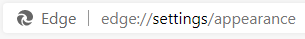 accessing Edge appearance settings from the address bar