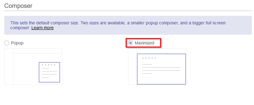 choosing the Maximized Composer view