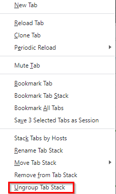 ungroup domain based stacked tabs in Vivaldi 