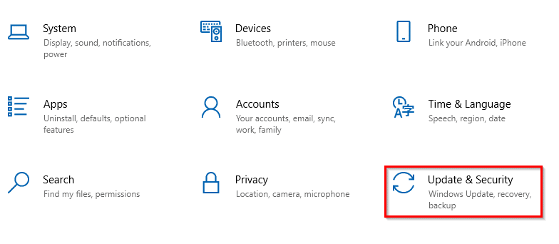 accessing Windows 10 settings