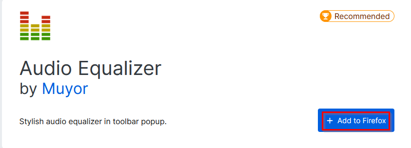 Audio Equalizer Firefox add-on 