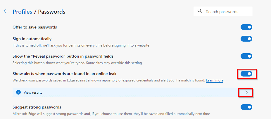 enable or disable Password Monitor in Edge