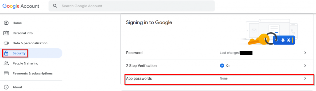 Google account security settings