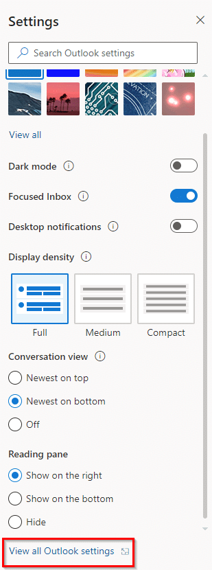 accessing Outlook.com settings