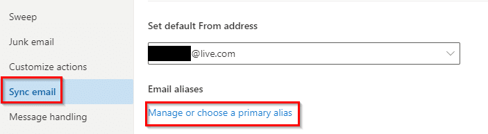 managing aliases in Outlook.com