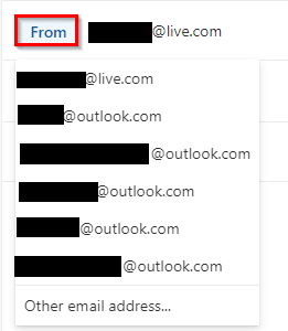 sending emails from different aliases in Outlook.com