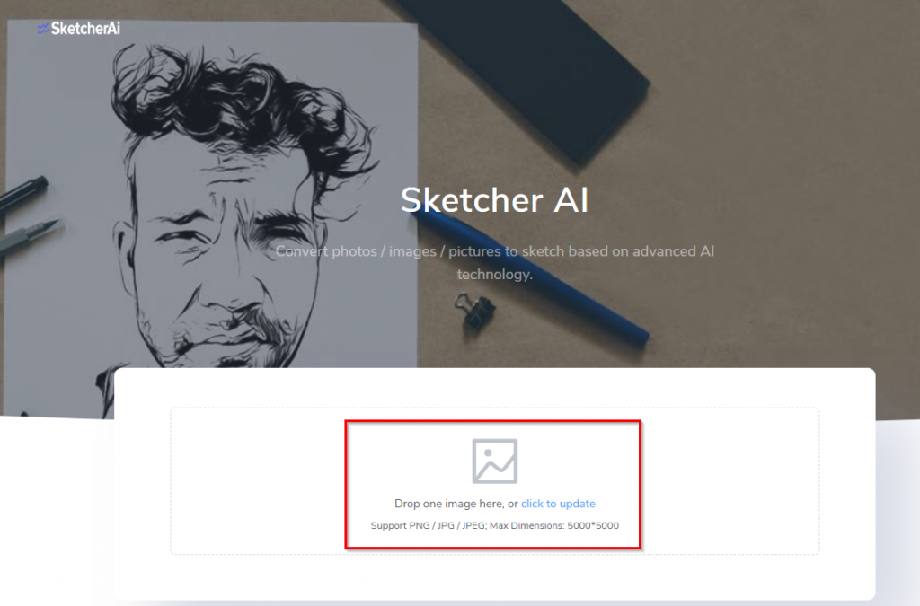 Sketcher AI homepage