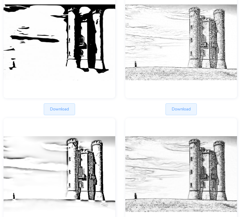 generated pencil sketches of the input image using Sketcher AI