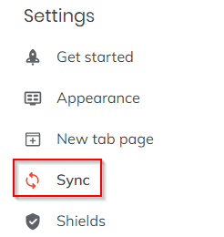 brave sync settings