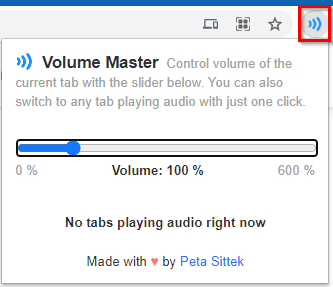 increase and decrease the volumelevel for Chrome audio tabs in Volume Master