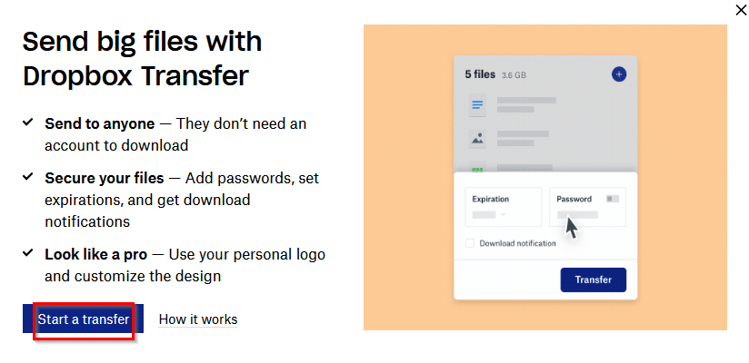 dropbox transfer