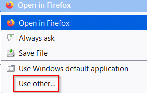 choosing a helper application in Firefox 