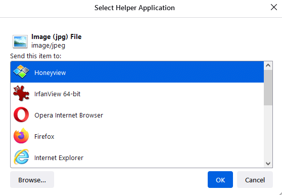 associating a helper application with a file type in Firefox 