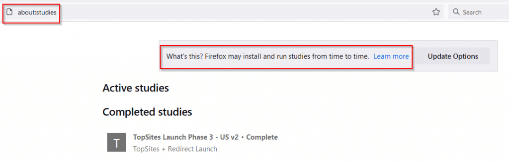 accessing Firefox studies