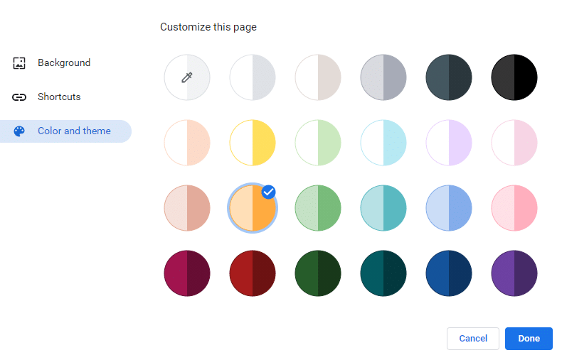 changing Chrome color scheme