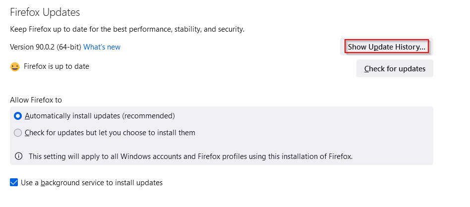 firefox updates settings