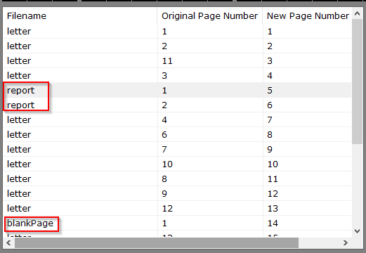 Filename shows the different files added to PDF Mixer