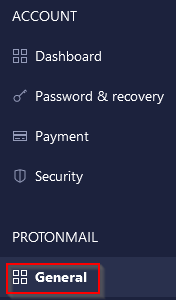 general protonmail settings